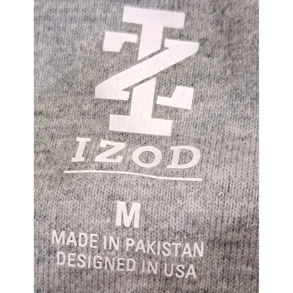 IZOD Crew Neck Sweatshirt Men's M Preppy Baggy Ivory Gray - Picture 3 of 7